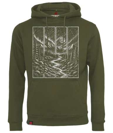 Bluza męska z kapturem VOYOVNIK "Moonlit Passage (mono)" - olive
