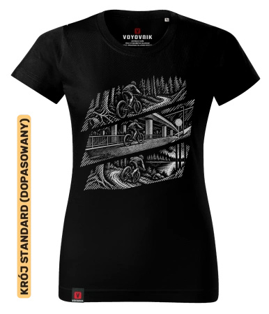 Koszulka damska standard VOYOVNIK "MTB Flow (mono)" - czarna