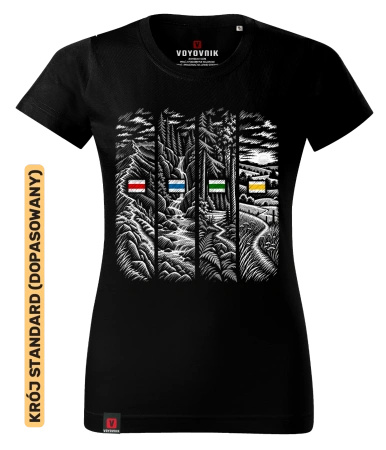 Koszulka damska standard VOYOVNIK "Trail Chapters (mono)" - czarna