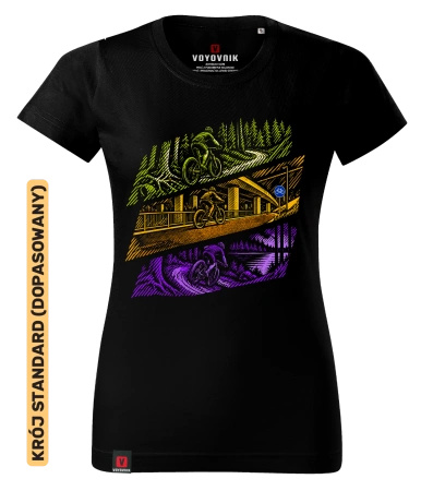 Koszulka damska standard VOYOVNIK "MTB Flow" - czarna