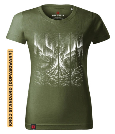 Koszulka damska standard VOYOVNIK "Fireside Escape (mono)" - khaki