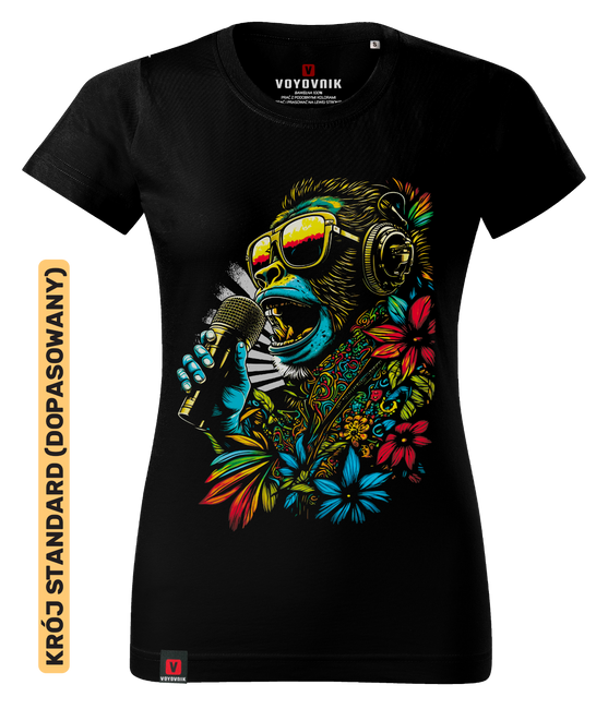 Koszulka damska standard VOYOVNIK "Melodic Monkey" - czarna