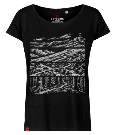 Koszulka damska oversize VOYOVNIK "Beyond The Ridge (mono)" - czarna
