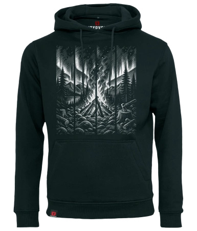 Bluza męska z kapturem VOYOVNIK "Fireside Escape (mono)" - czarna