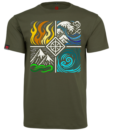 Koszulka męska VOYOVNIK "Four Elements" - olive, rozmiar L [OUTLET]