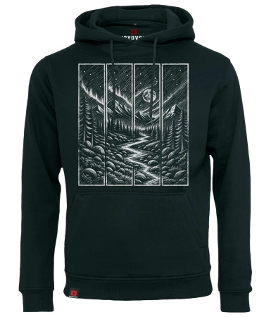 Bluza męska z kapturem VOYOVNIK "Moonlit Passage (mono)" - czarna
