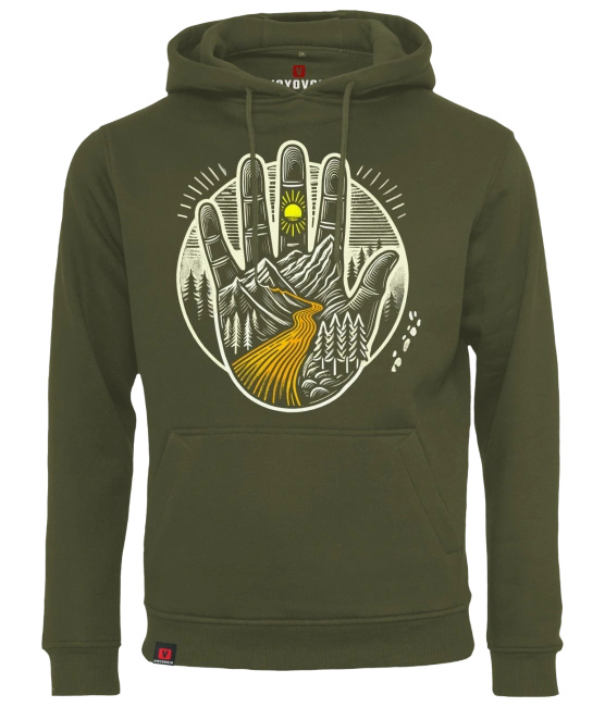 Bluza męska z kapturem VOYOVNIK "Hand of Trails" - olive
