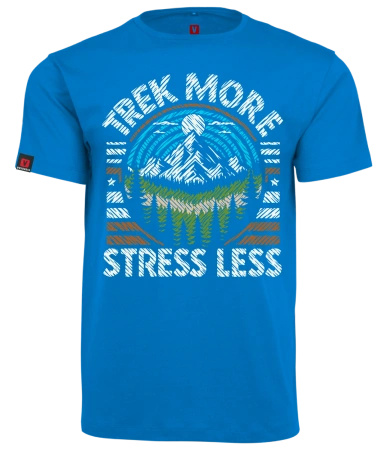Koszulka męska VOYOVNIK "Trek More, Stress Less (V2)" - niebieska